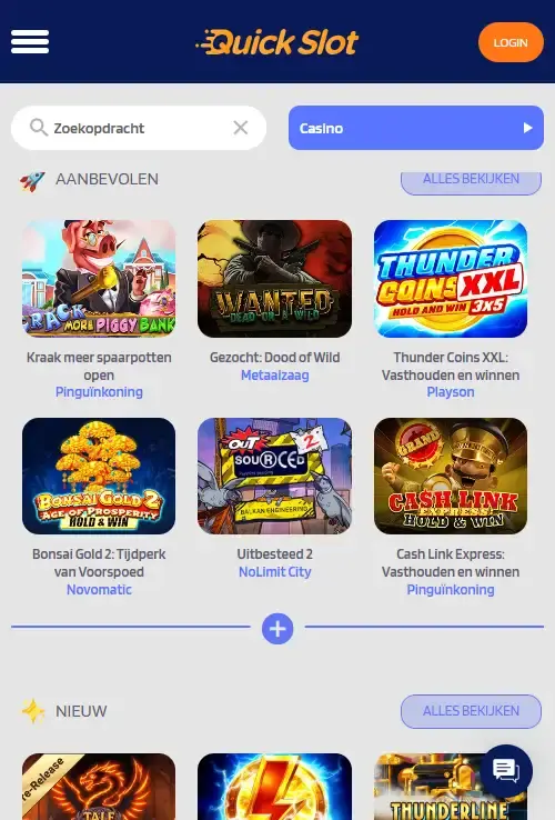 QuickSlot mobiele website in een smartphonebrowser